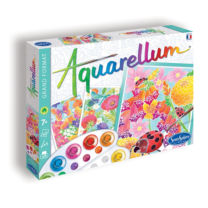 【入荷待ち】AQUARELLUM アクアレルム 水彩画 キット ぬりえ フランス製塗り絵 絵の具セット （イラスト 花といきもの） - 株式会社アールエンタープライズ