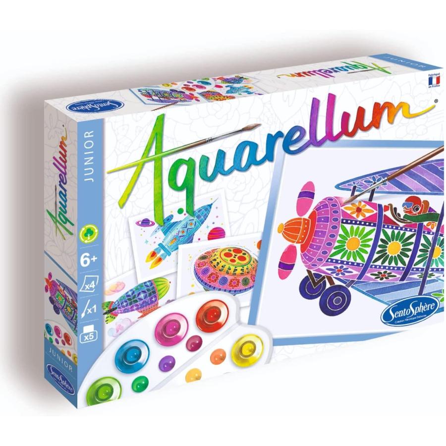 水彩ぬりえ セット フランス製 【イラスト  空飛ぶ乗り物】AQUARELLUM JUNIOR アクアレルム ジュニア - 株式会社アールエンタープライズ