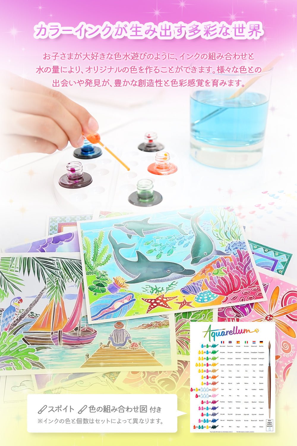 AQUARELLUM アクアレルム 水彩画 キット ぬりえ フランス製塗り絵 絵の具セット （イラスト パリ、ロンドン、モスクワ） - Binho Board Japan