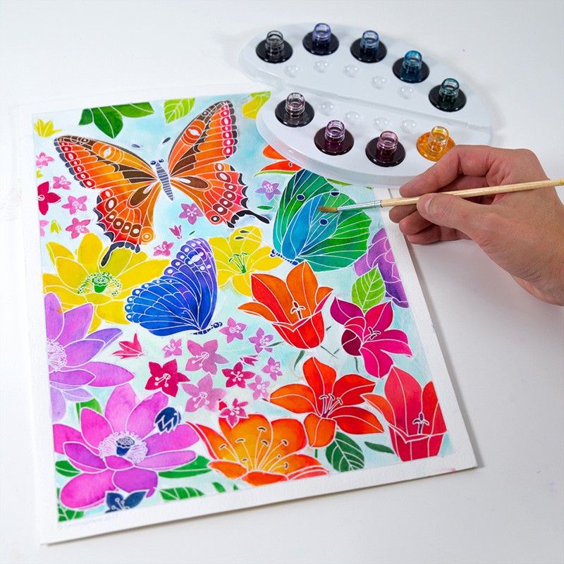 【入荷待ち】AQUARELLUM アクアレルム 水彩画 キット ぬりえ フランス製塗り絵 絵の具セット （イラスト 花といきもの） - 株式会社アールエンタープライズ