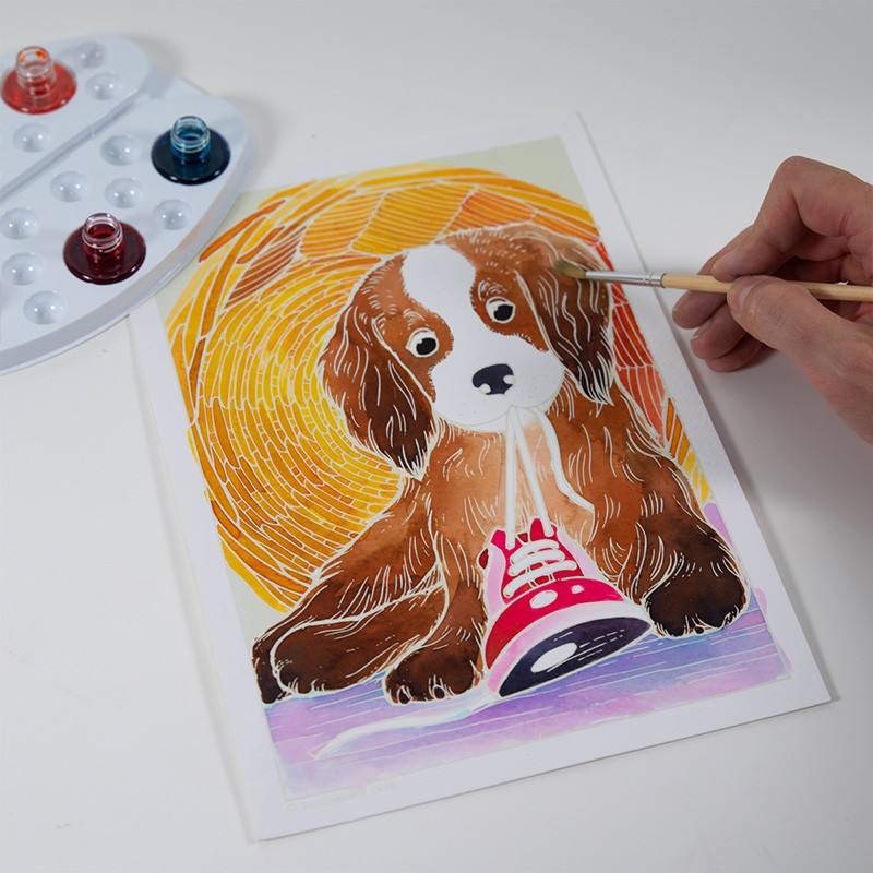 【入荷待ち】AQUARELLUM アクアレルム 水彩 塗り絵 セット 絵の具セット 子ども 大人 フランス製塗り絵 （イラスト イヌ） - 株式会社アールエンタープライズ
