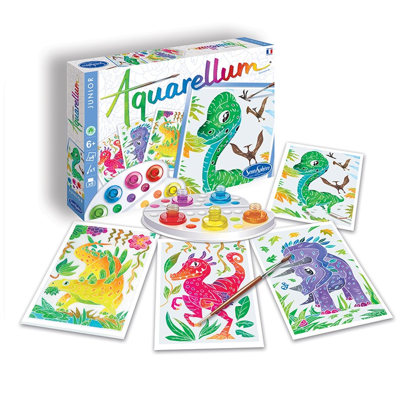 【入荷待ち】AQUARELLUM アクアレルム 水彩 塗り絵 セット 絵の具セット 子ども 大人 フランス製塗り絵 （イラスト 恐竜） - 株式会社アールエンタープライズ