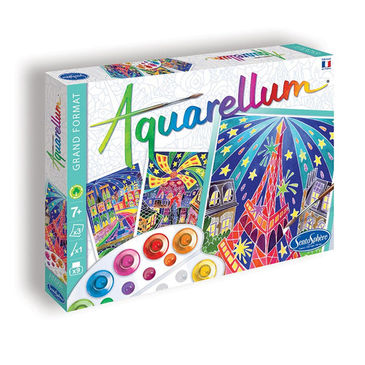 【入荷待ち】AQUARELLUM アクアレルム 水彩画 キット ぬりえ フランス製塗り絵 絵の具セット （イラスト パリの夜） - 株式会社アールエンタープライズ