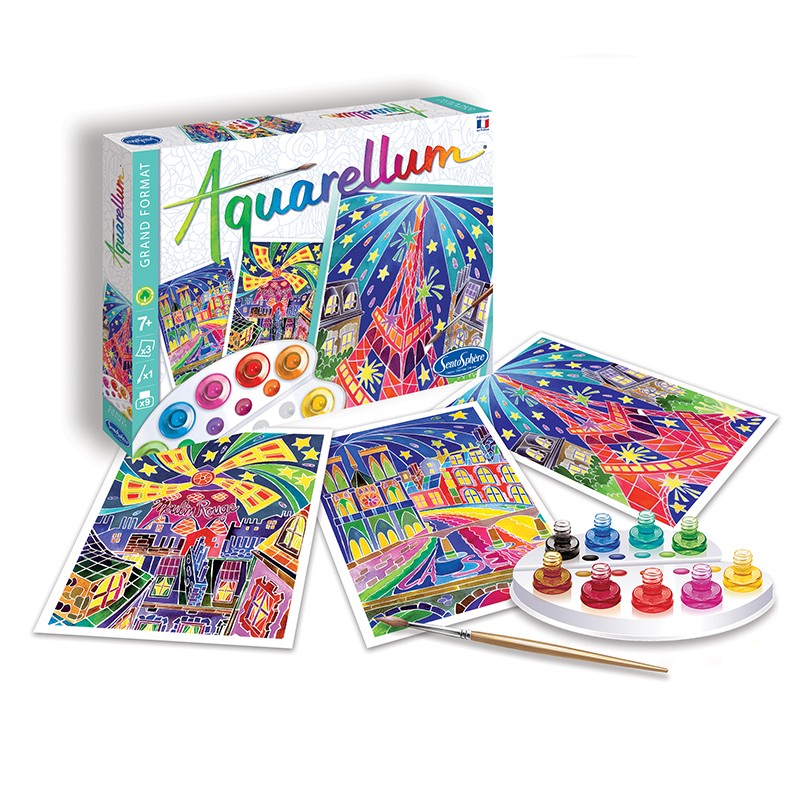 【入荷待ち】AQUARELLUM アクアレルム 水彩画 キット ぬりえ フランス製塗り絵 絵の具セット （イラスト パリの夜） - 株式会社アールエンタープライズ