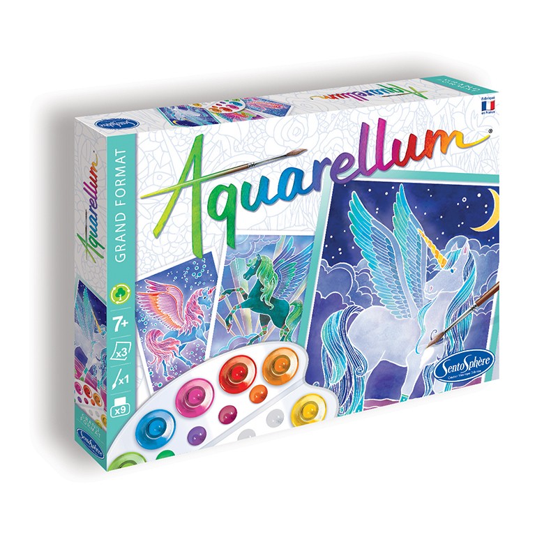 【入荷待ち】AQUARELLUM アクアレルム 水彩画 キット ぬりえ フランス製塗り絵 絵の具セット （イラスト ペガサス） - 株式会社アールエンタープライズ