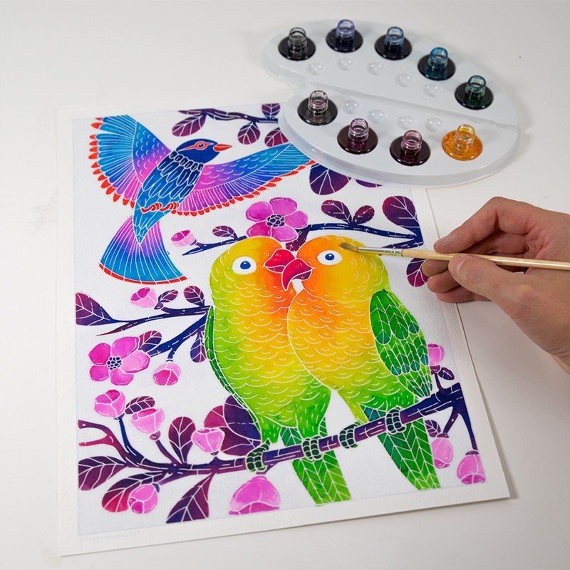 AQUARELLUM アクアレルム 水彩画 キット ぬりえ フランス製塗り絵 絵の具セット （イラスト 鳥の羽ばたき） - 株式会社アールエンタープライズ