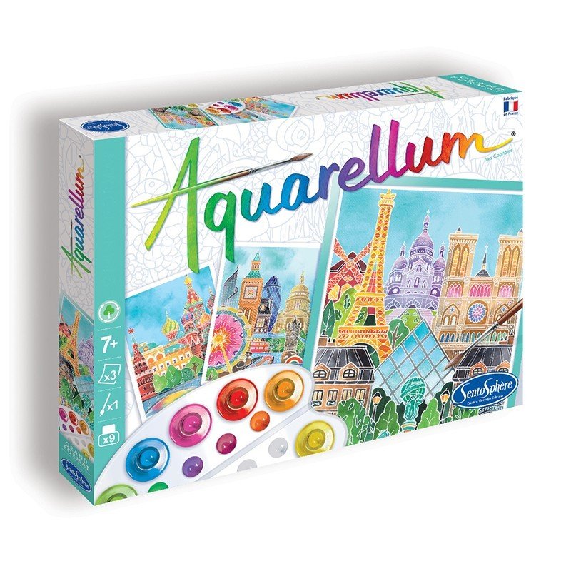 AQUARELLUM アクアレルム 水彩画 キット ぬりえ フランス製塗り絵 絵の具セット （イラスト パリ、ロンドン、モスクワ） - 株式会社アールエンタープライズ