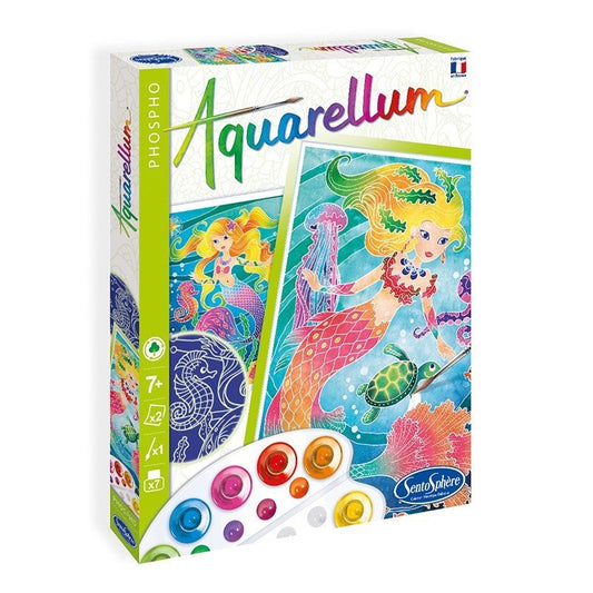 AQUARELLUM アクアレルム 水彩画 キット ぬりえ フランス製塗り絵 絵の具セット 蓄光タイプ（イラスト マーメイド） - 株式会社アールエンタープライズ