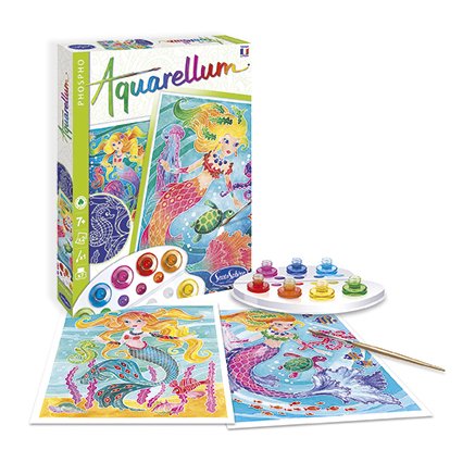 AQUARELLUM アクアレルム 水彩画 キット ぬりえ フランス製塗り絵 絵の具セット 蓄光タイプ（イラスト マーメイド） - 株式会社アールエンタープライズ