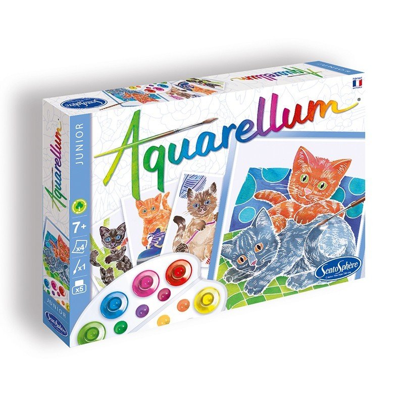 AQUARELLUM アクアレルム 水彩 塗り絵 セット 絵の具セット 子ども 大人 フランス製塗り絵 （イラスト ネコ） - 株式会社アールエンタープライズ