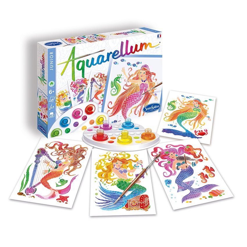 AQUARELLUM アクアレルム 水彩 塗り絵 セット 絵の具セット 子ども 大人 フランス製塗り絵 （イラスト マーメイド） - 株式会社アールエンタープライズ