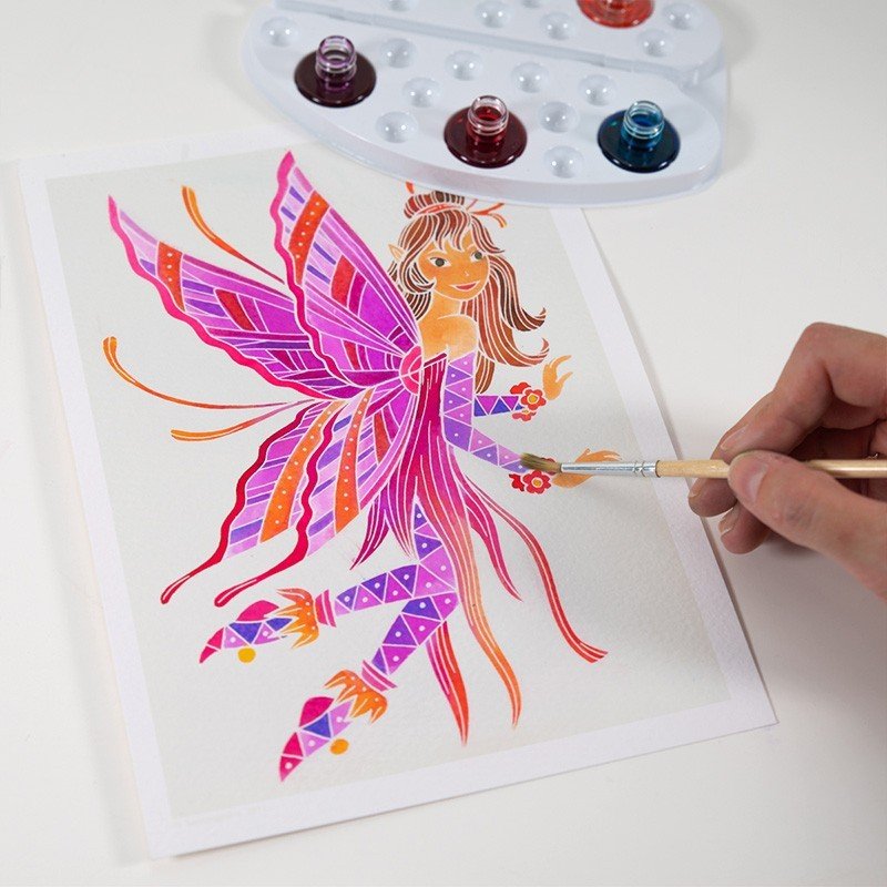 AQUARELLUM アクアレルム 水彩 塗り絵 セット 絵の具セット 子ども 大人 フランス製塗り絵 （イラスト フェアリー） - 株式会社アールエンタープライズ