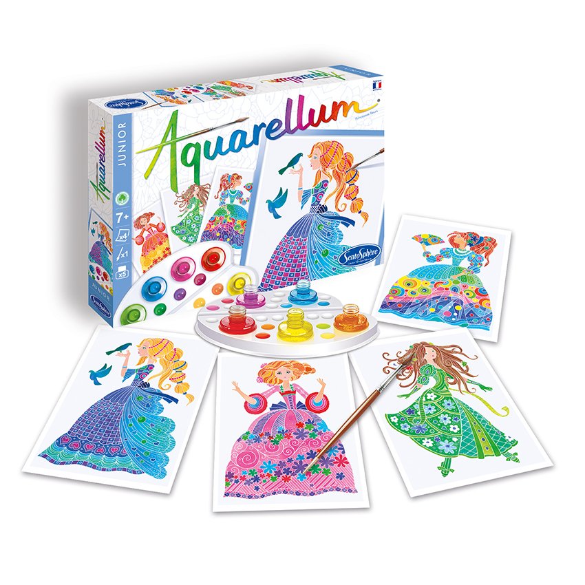 AQUARELLUM アクアレルム 水彩 塗り絵 セット 絵の具セット 子ども 大人 フランス製塗り絵 （イラスト フラワープリンセス） - 株式会社アールエンタープライズ